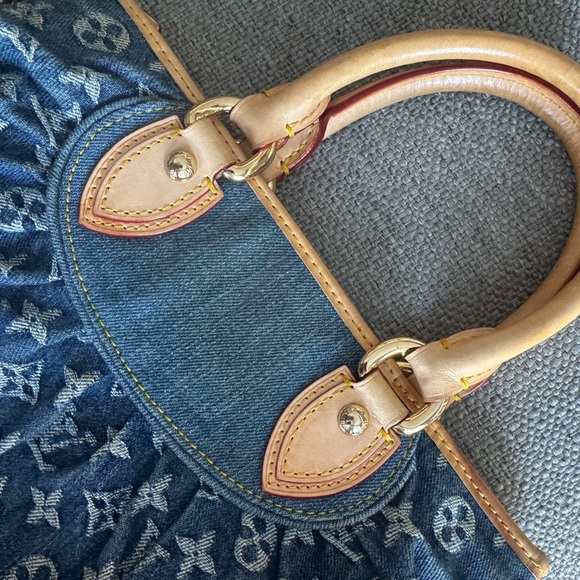 Vintage Louis Vuitton Denim Monogram Crossbody Bag with Tan Accents - Picture 5 of 12